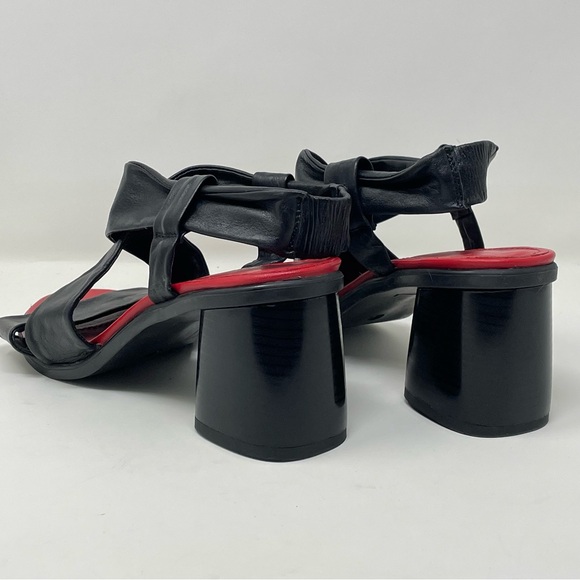 Girotti Strappy Sandal Block Heel Size 41 Black Soft Italian Leather - Picture 3 of 9